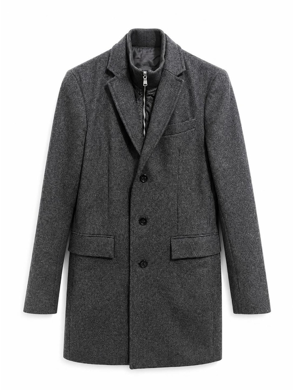 Banana Republic Men's Charcoal Grey Wool Blend Overcoat w/ Removable Liner, Sm